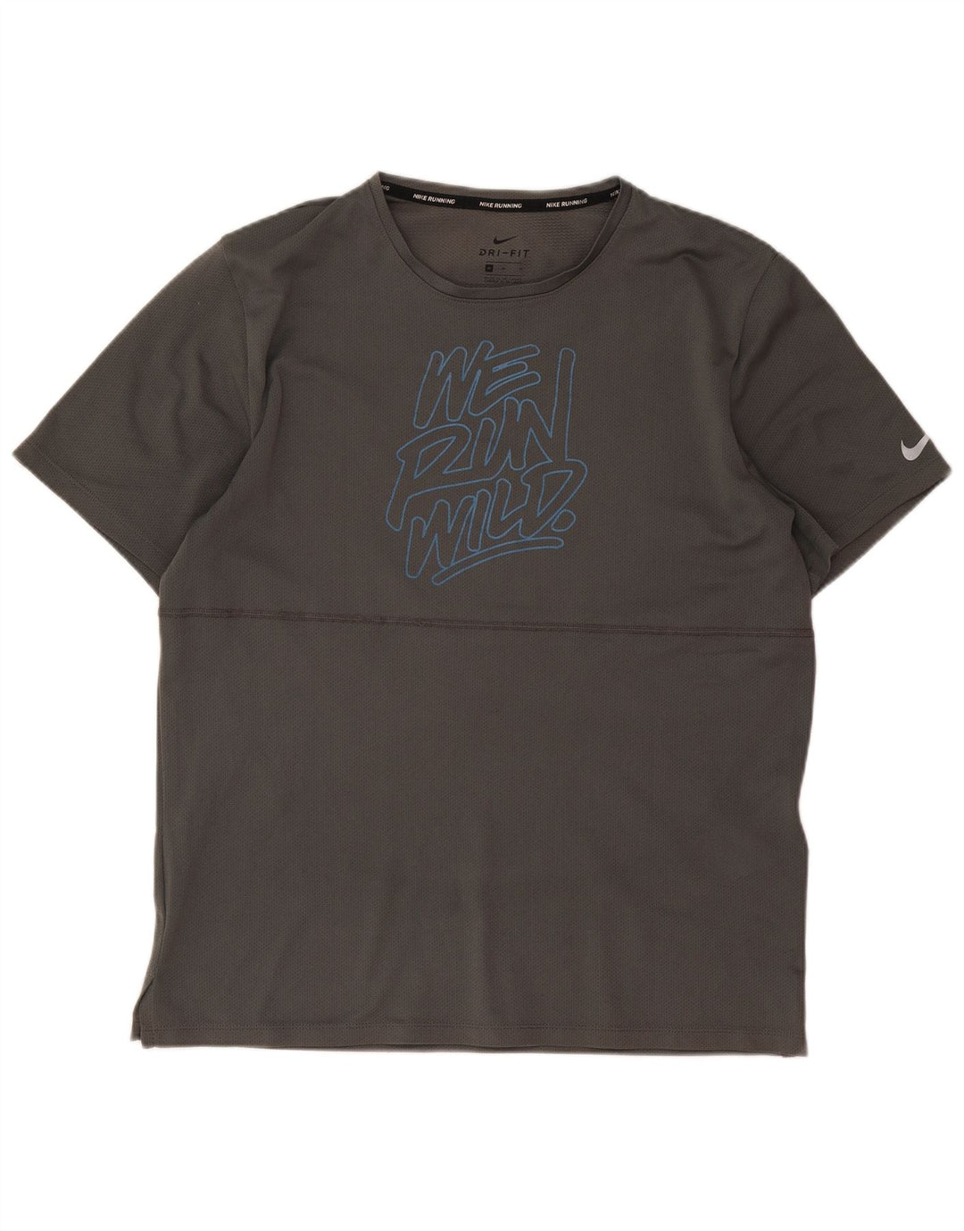 Nike Herre Dri Fit grafisk T-shirt top mellemgrå polyester