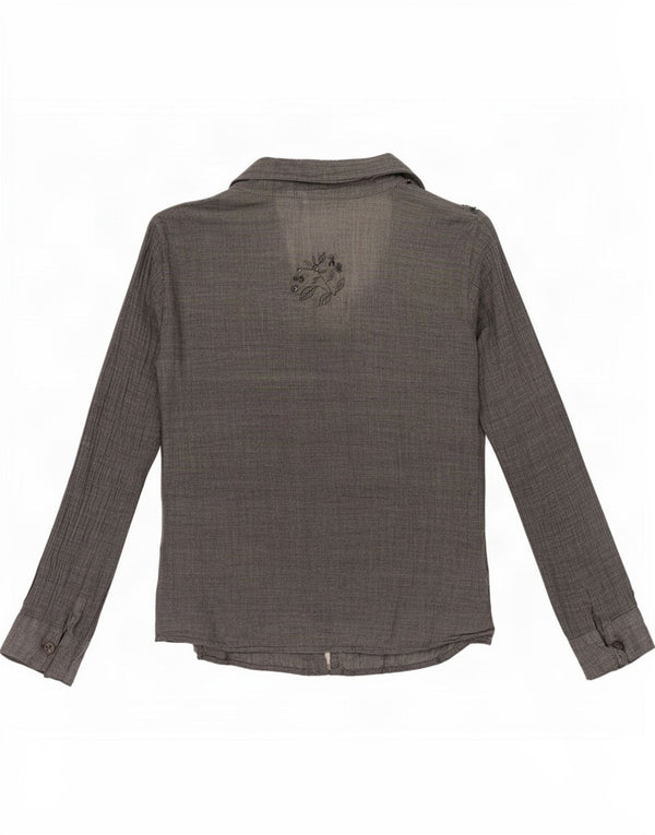 Marks & Spencer Womens Per Una Shirt Bluse UK 12 Medium Grey Floral