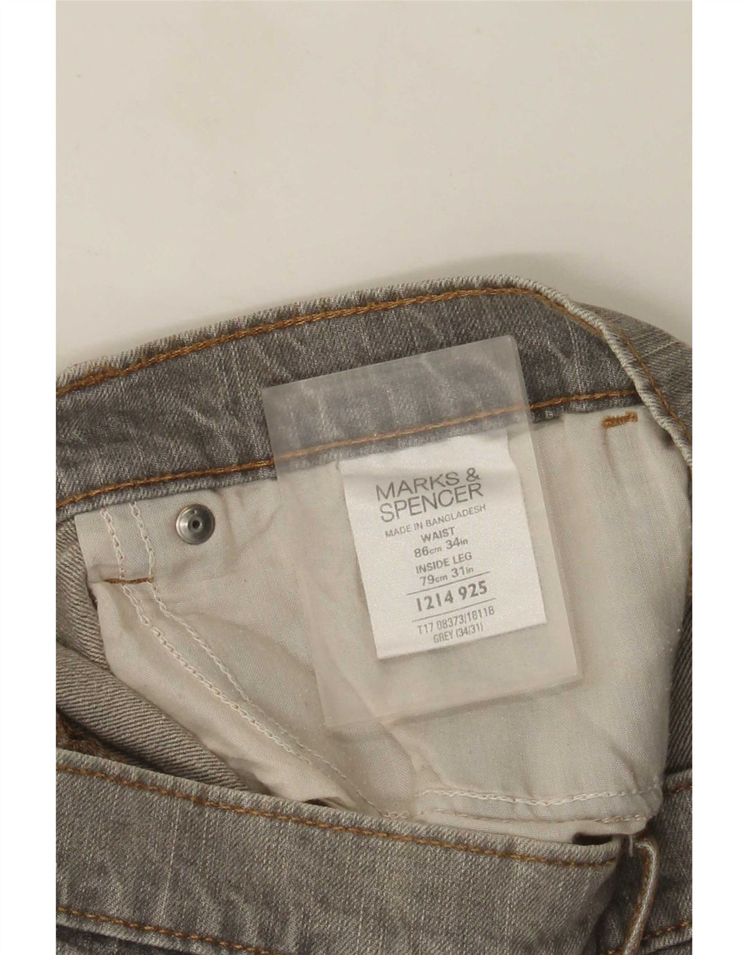 Marks & Spencer Straight Jeans til mænd W34 L31 Grå bomuld