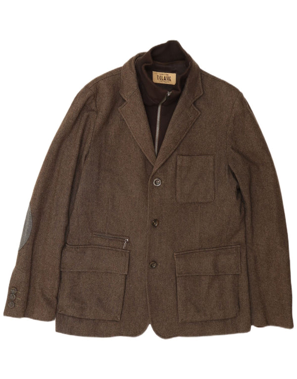 ALVIERO MARTINI Herre 3-knaps blazerjakke IT 52 XL Brun Uld