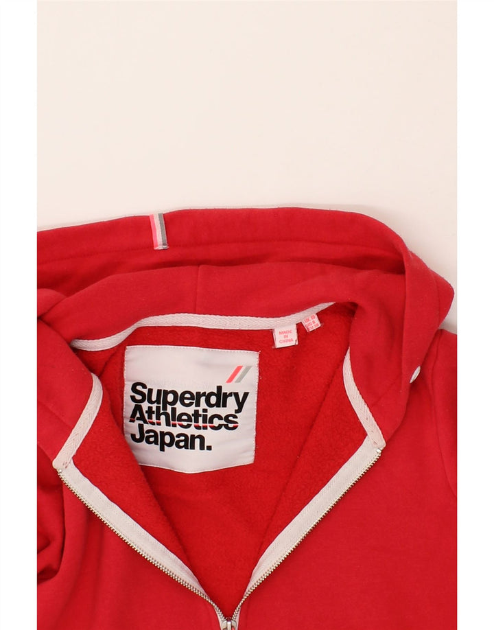 SUPERDRY Womens Zip Hoodie Sweater UK 10 Smalll Red Polyester Vintage Superdry and Second-Hand Superdry from Messina Hembry 