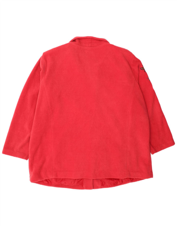 BOB MACKIE Dame Loose Fit Fleece Overfrakke UK 20 2XL Rød Blomster Polyester