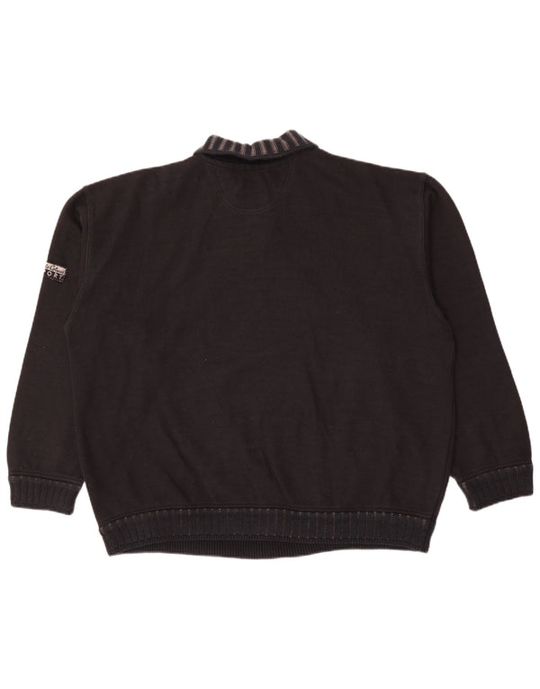 Carlo Colucci Herre Polo Neck Jumper Sweater XL Sort Argyle/Diamond Bomuld