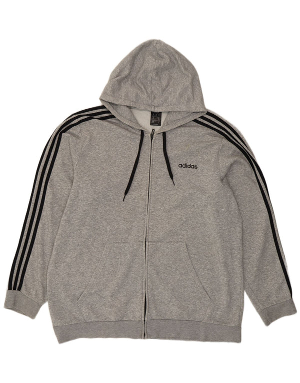 Adidas Hættetrøje med lynlås til mænd 2XL Grå Flecked Bomuld