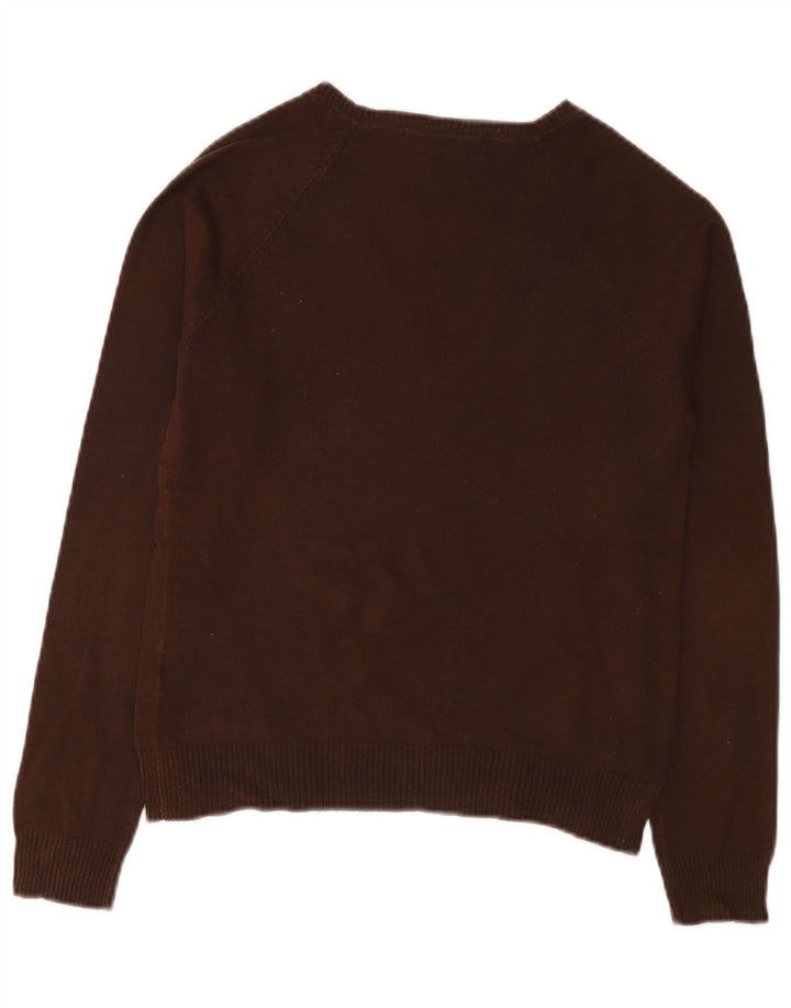 Zara Dame V-hals sweater UK 12 Medium Brun Bomuld