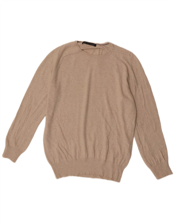 Zara Herre trøjetrøje med rund hals Medium Beige Viscose