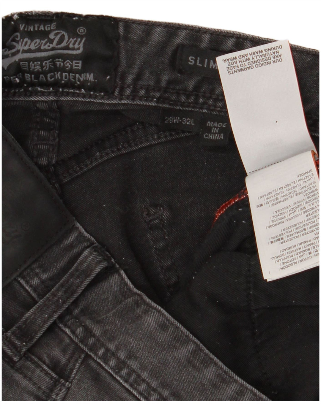Superdry Slim Jeans til mænd W29 L32 Grå bomuld