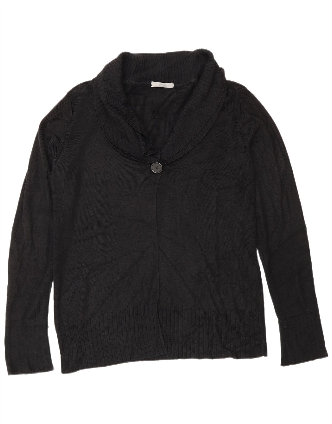 Marks & Spencer Dame Cardigan Sweater UK 12 Medium Sort Akryl