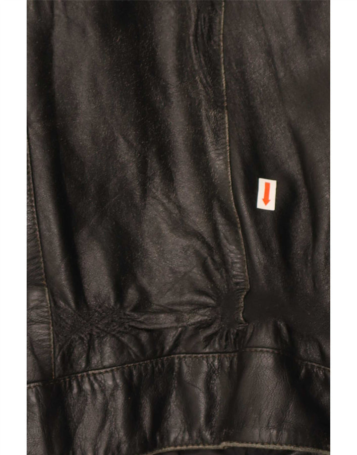 Vintage Herre Læderjakke IT 56 3XL Sort Colourblock Læder