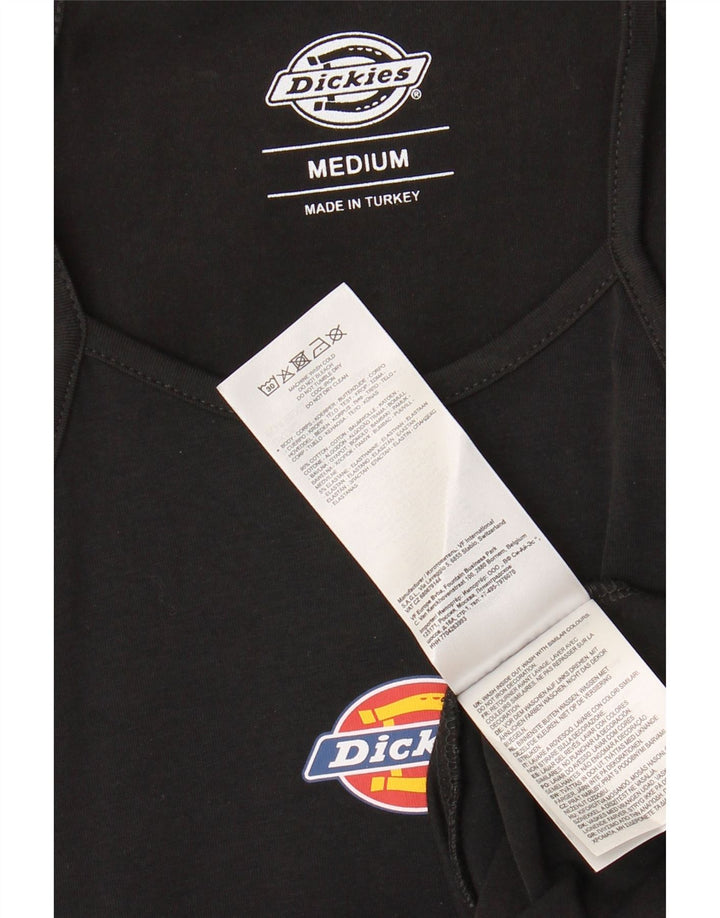 Dickies Dame Grafisk Halter Dress UK 12 Medium Sort Bomuld