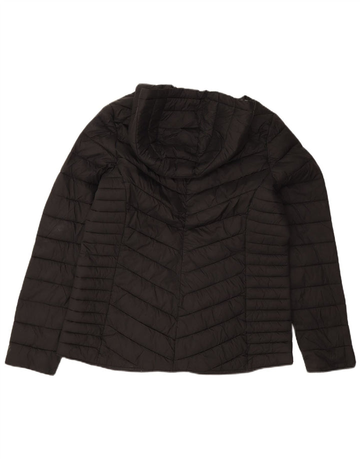 Fat Face Dame Hætte Polstret Jakke UK 12 Medium Sort Nylon