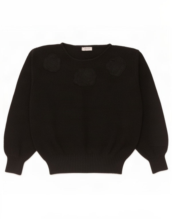 Dama Dame Oversized Boat Neck Sweater IT 46 Large Black Floral