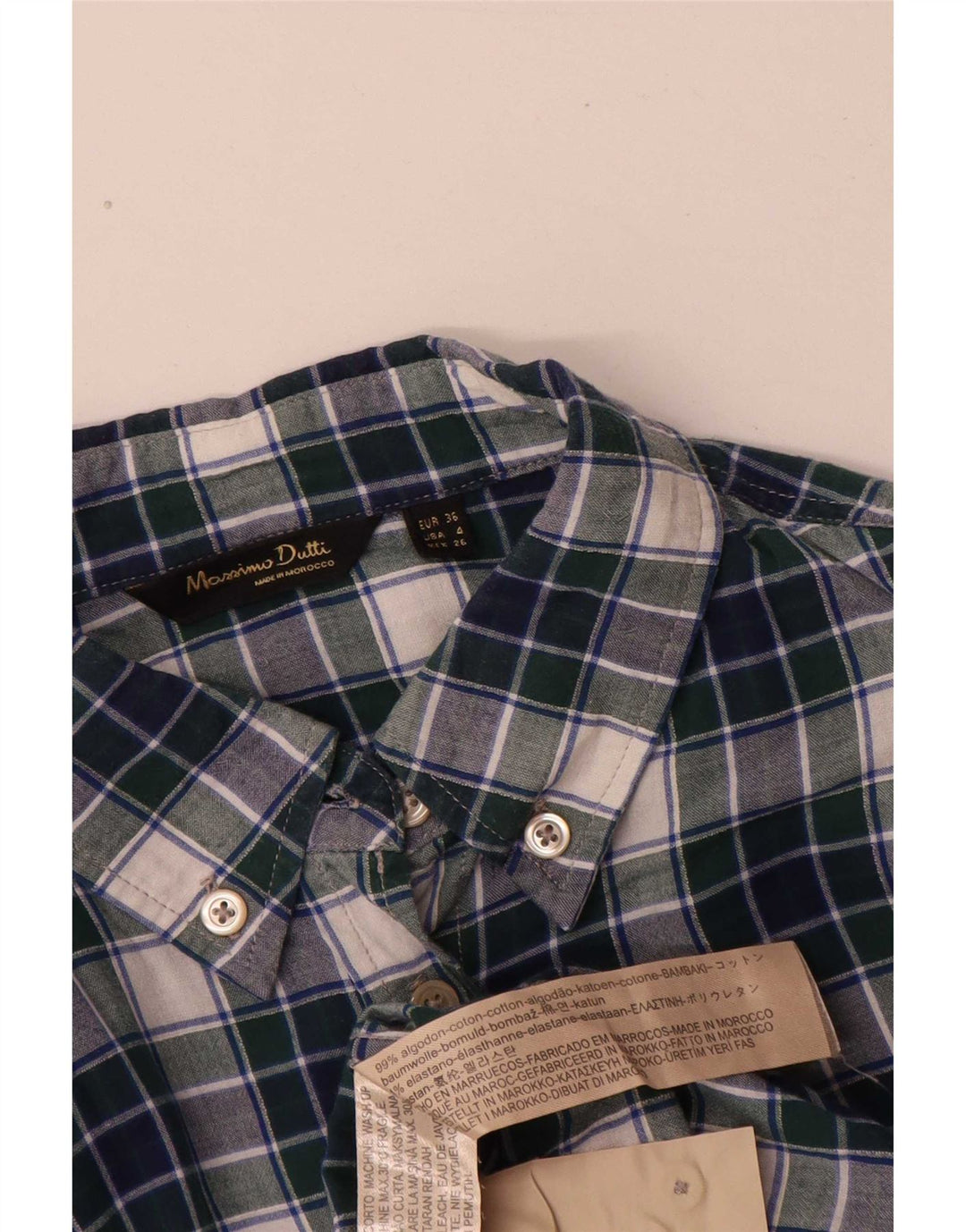 Massimo Dutti Dame Loose Fit skjorte EU 36 Small Blue Plaid Bomuld
