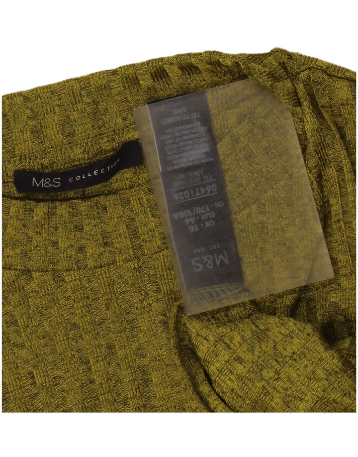 Marks & Spencer Dametop Langærmet UK 16 Large Green Flecked Polyester