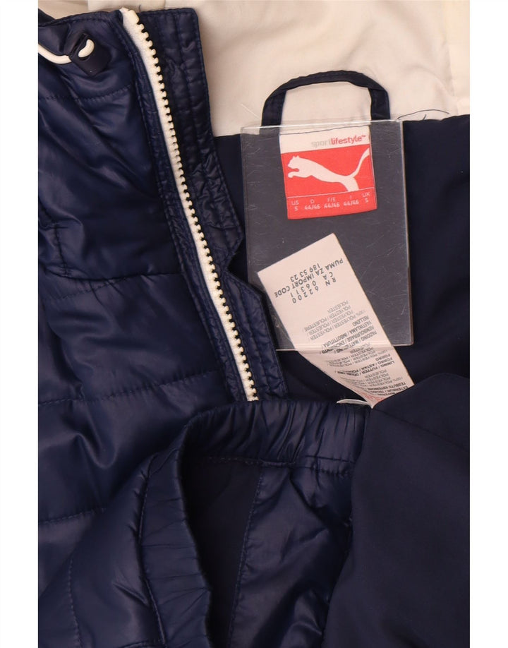 Puma Herre hættepolstret jakke UK 36 Small Blue Colourblock Polyester