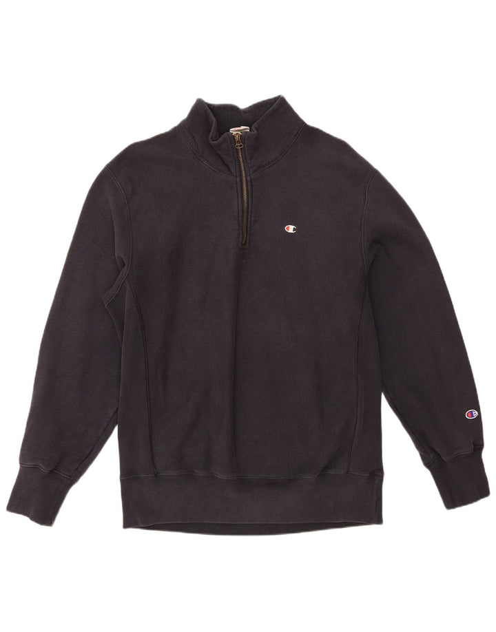 Champion Herre Zip Neck Sweatshirt Jumper 2XL Grå Bomuld