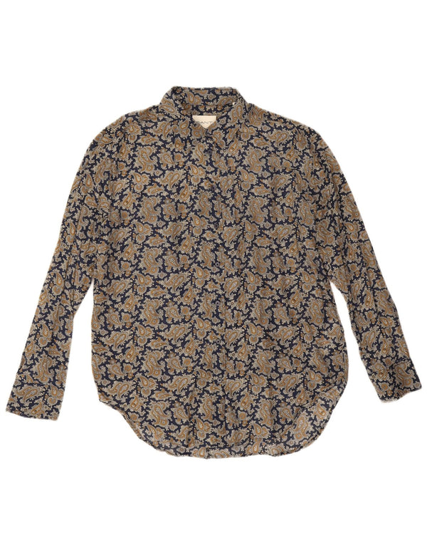 Gant Dame Oversized Shirt UK 8 Small Navy Blue Paisley Cotton