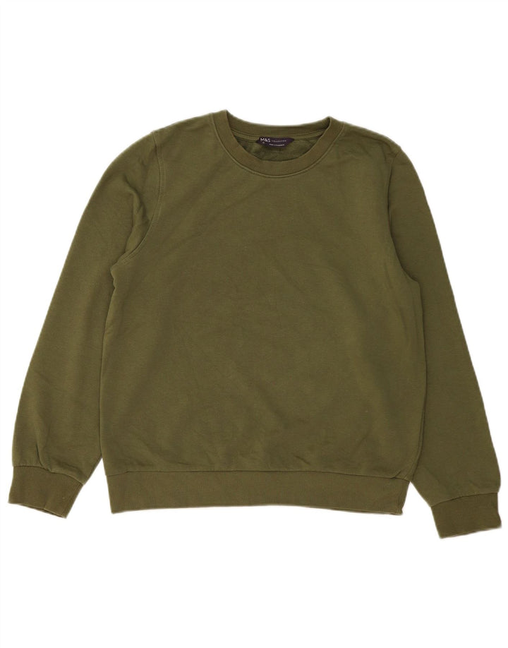 Marks & Spencer Dame Sweatshirt Jumper UK 12 Medium Khaki Bomuld