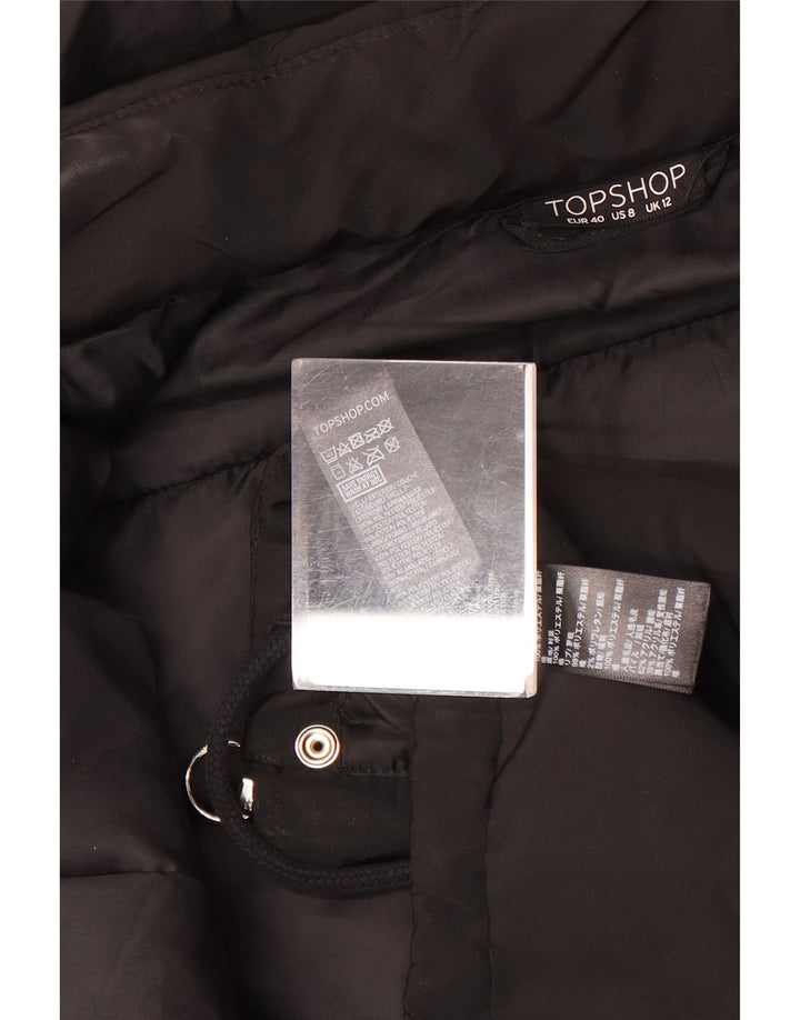 Topshop Polstret hættejakke til kvinder UK 12 Medium Sort Polyester