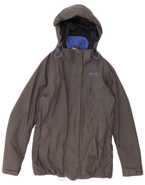 Jack Wolfskin Dame Hætte Oversized Windbreaker Jacket UK 8 Small Grey