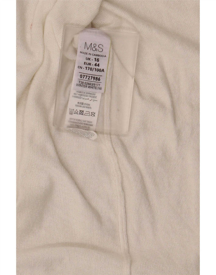 Marks & Spencer Dame Longline Åben Cardigan Sweater UK 16 Large White