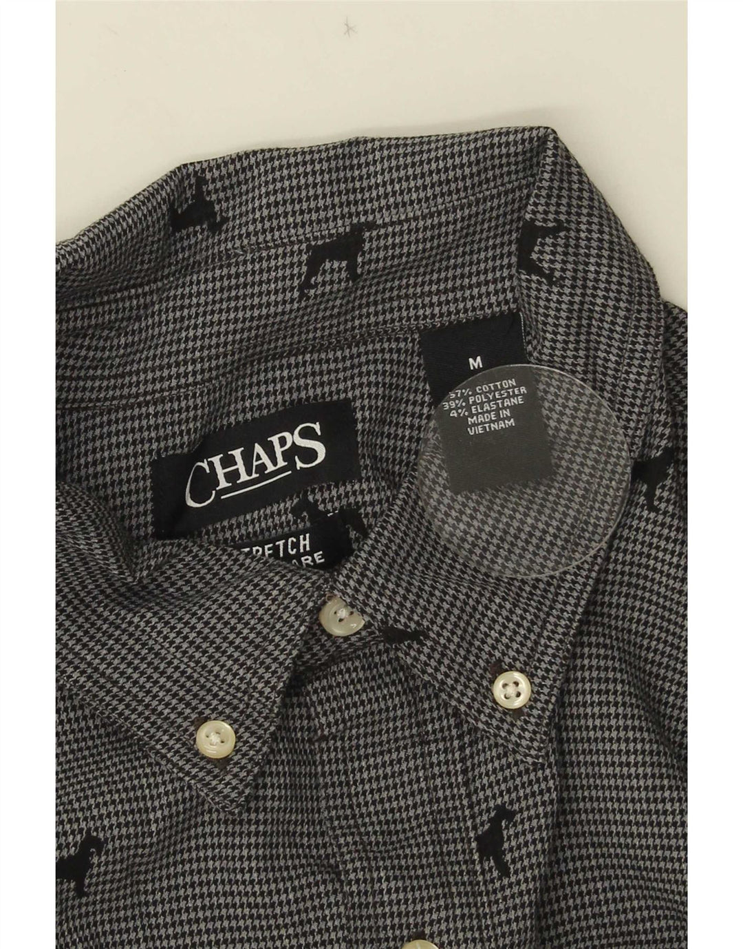 Chaps Herreskjorte Medium Grå Houndstooth Bomuld