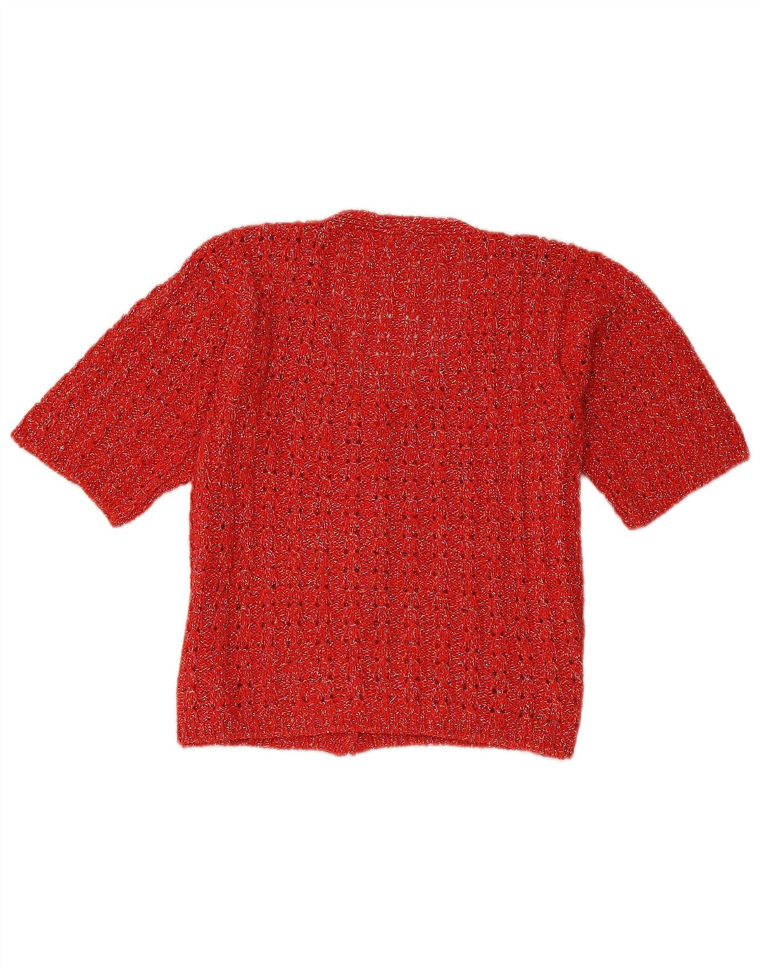 Vintage kortærmet cardigan sweater til kvinder UK 14 Medium Rød