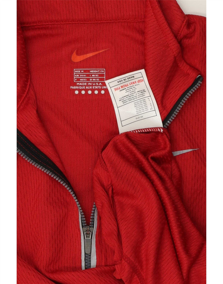 Nike Pullover med lynlås til mænd, træningsdragt, top UK 39/41 Medium rød polyester