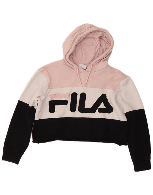 Fila Girls Crop Hoodie Jumper 11-12 år Medium Flerfarvet Colourblock
