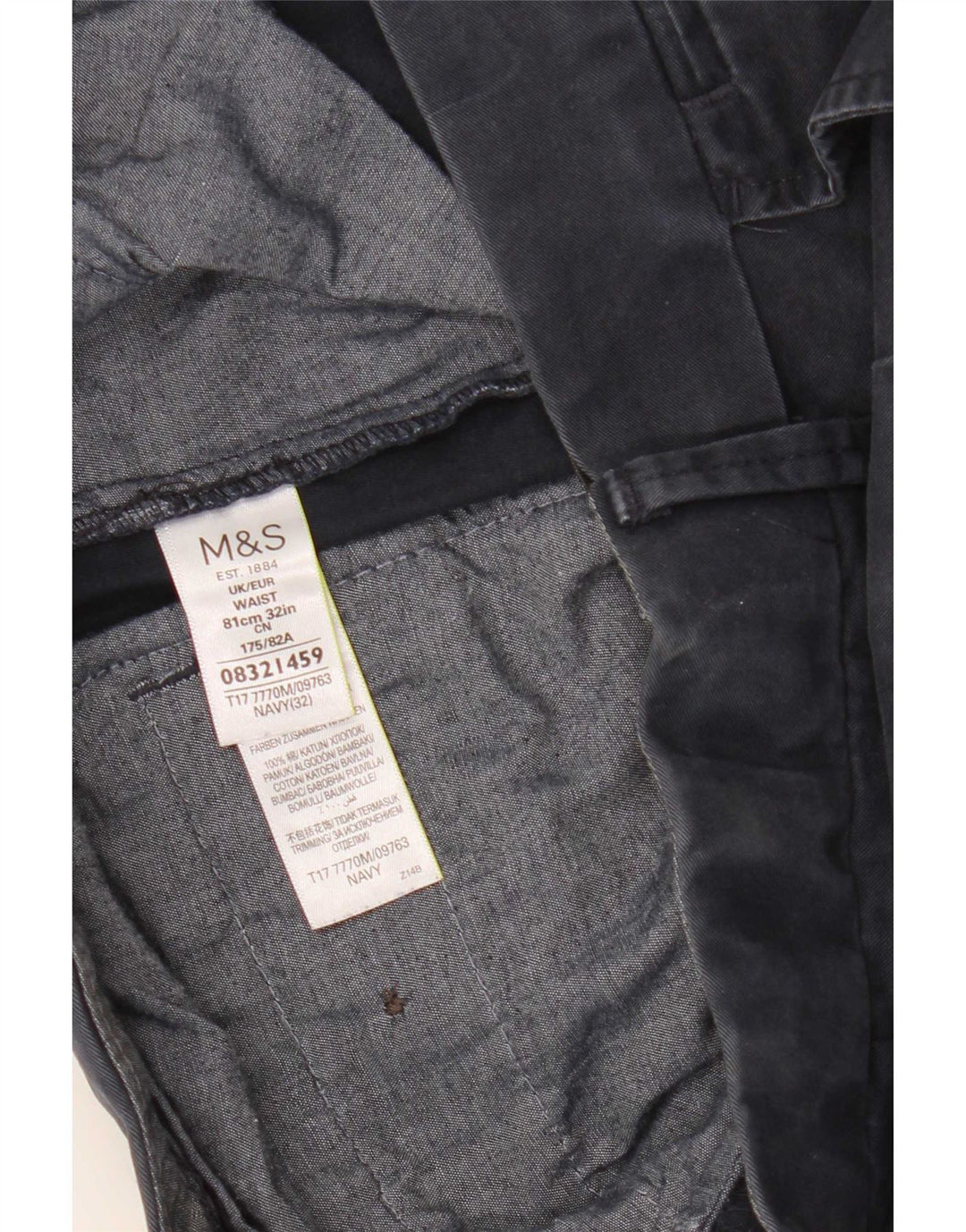 Marks & Spencer Herre Chino Shorts W32 Medium Navyblå Bomuld