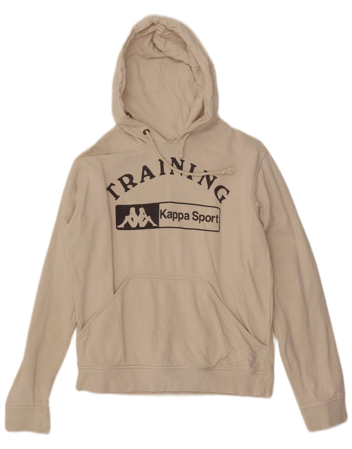 KAPPA Trænings Grafisk Hoodie Jumper UK 14 Medium Off White Bomuld