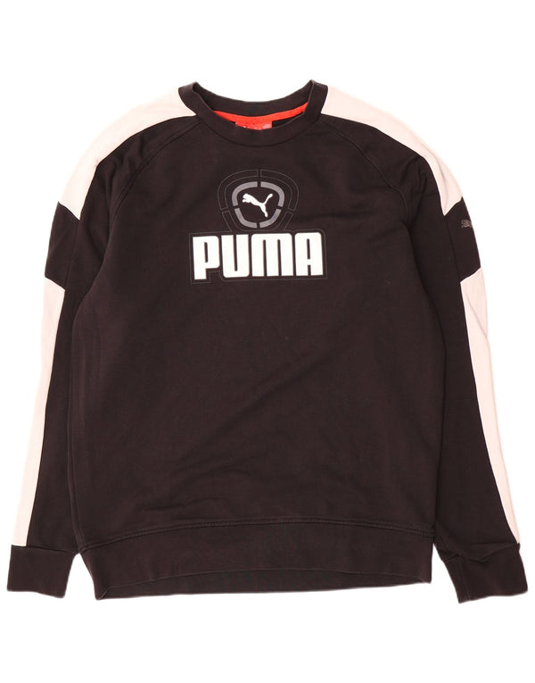 Puma Herre Grafisk Sweatshirt Jumper Stor Sort Colourblock Bomuld