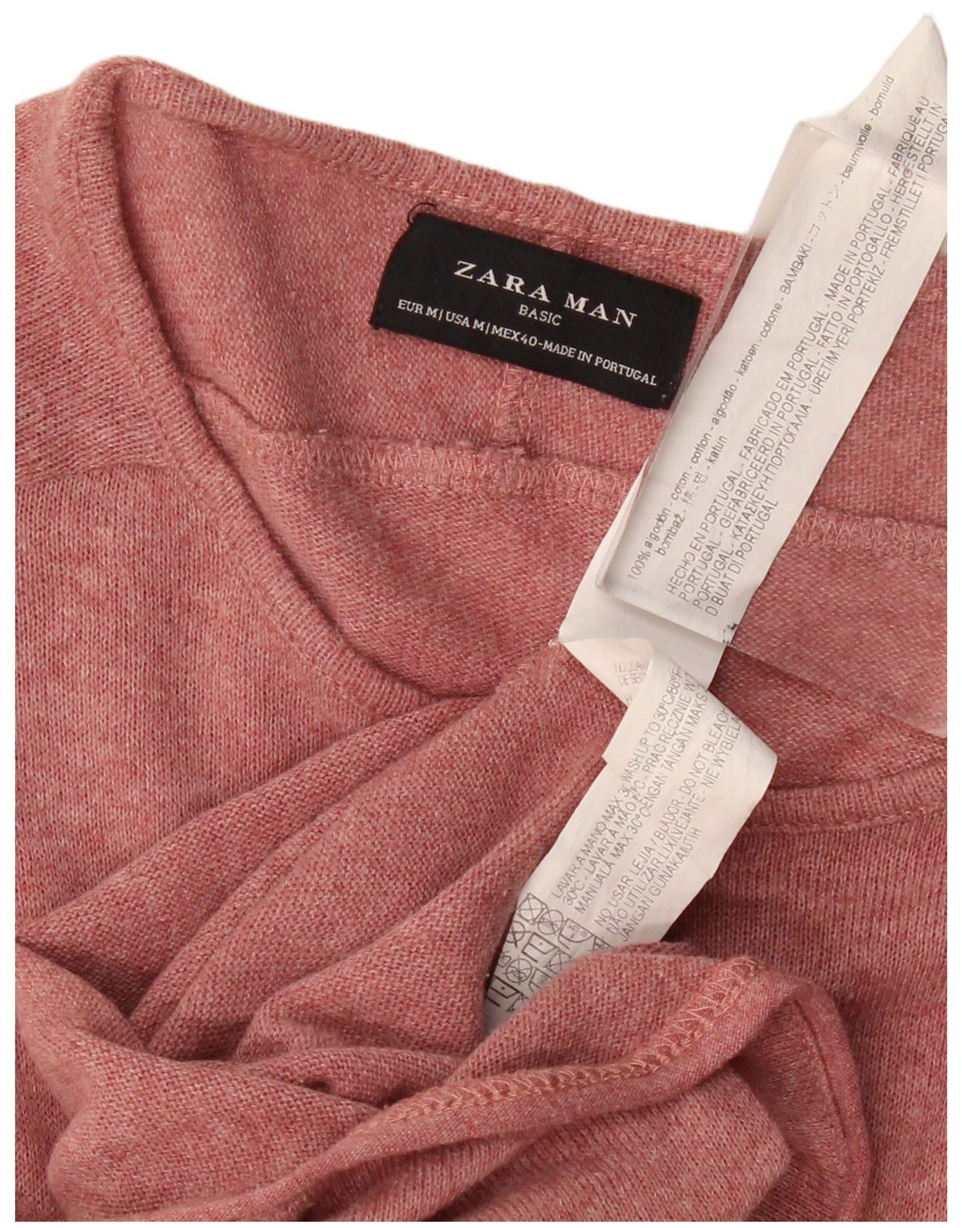 ZARA Herre Top Langærmet Medium Pink Bomuld