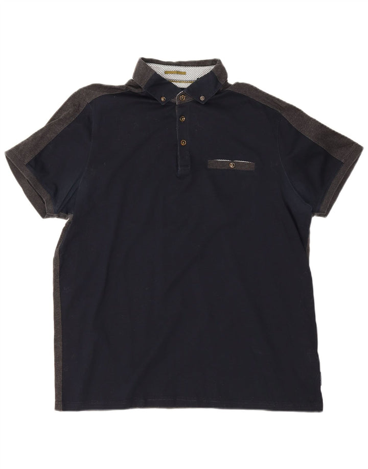 Ted Baker herre poloskjorte str. 4 Large Marineblå Colourblock Bomuld