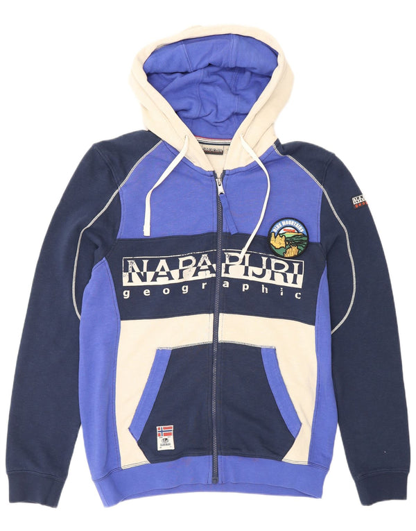 Napapijri Herre Geographic Zip Hoodie Sweater Medium Blue Colourblock