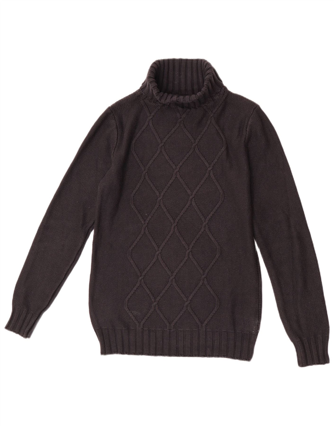 Vintage Dame Roll Neck Jumper Sweater UK 12 Medium Black Argyle/Diamond