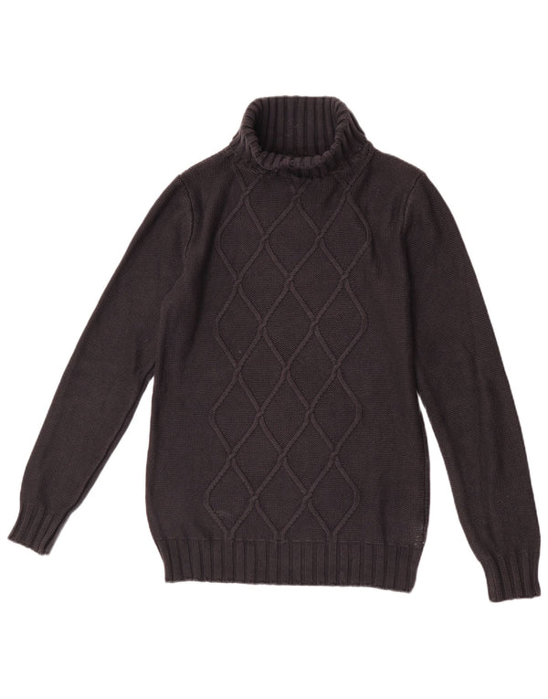 Vintage Dame Roll Neck Jumper Sweater UK 12 Medium Black Argyle/Diamond