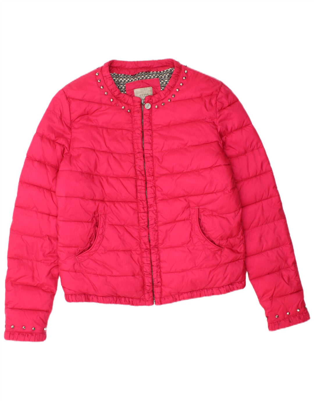 GUESS polstret jakke til kvinder UK 12 Medium Pink Polyamid