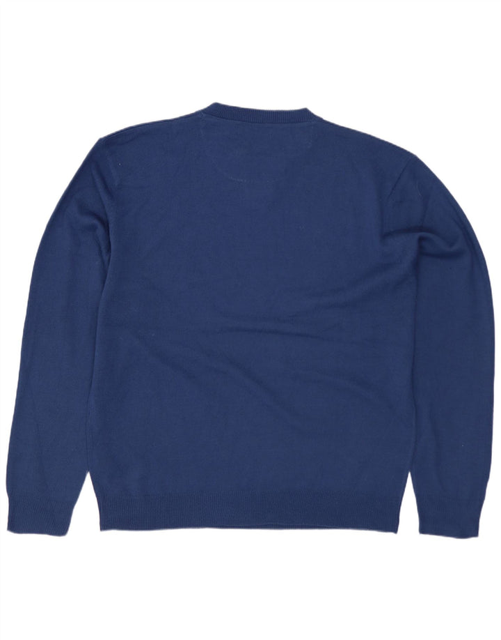 Pierre Cardin Herre Button Neck Jumper Sweater Stor Blå Akryl