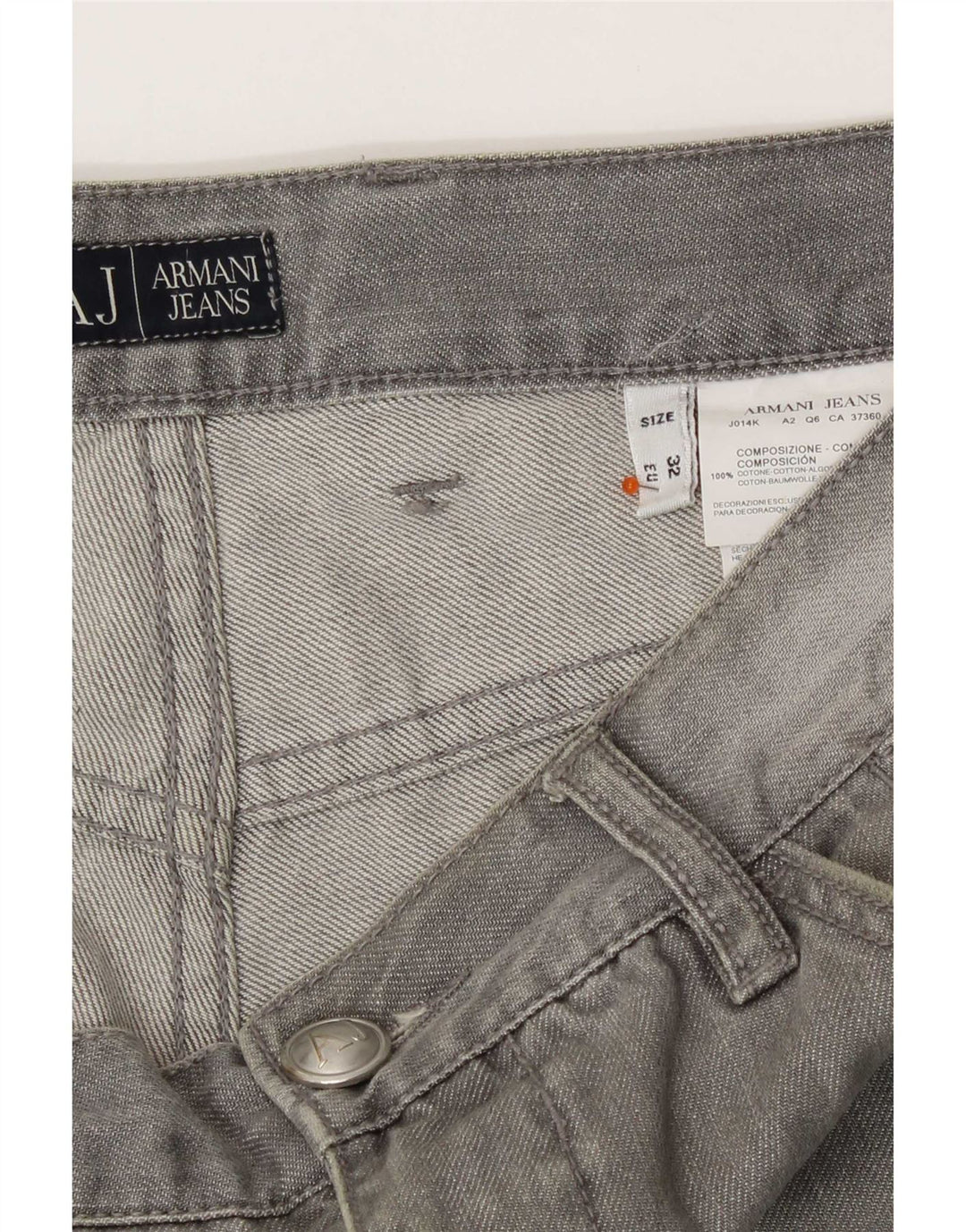 Armani Herre Distressed Straight Jeans W32 L29 Grå Bomuld
