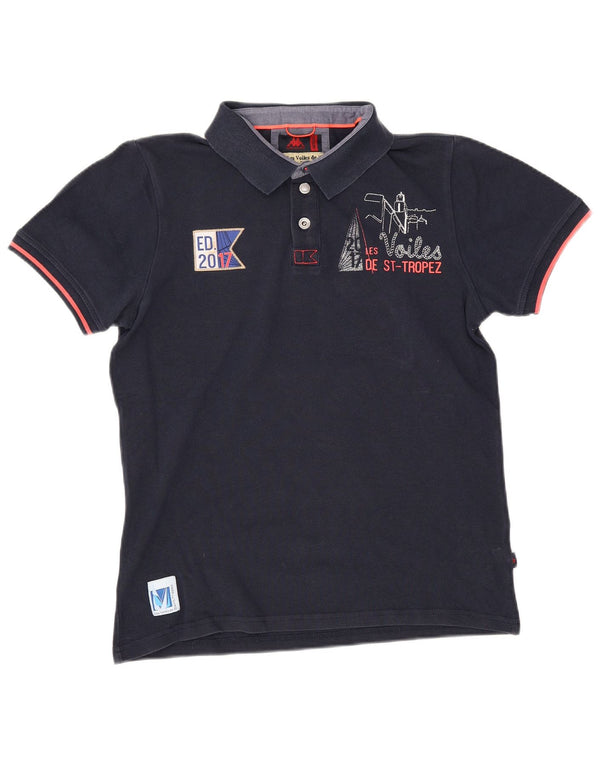 Kappa Herre Les Voiles de Saint Tropez Grafisk Polo Shirt Medium Navy Blue