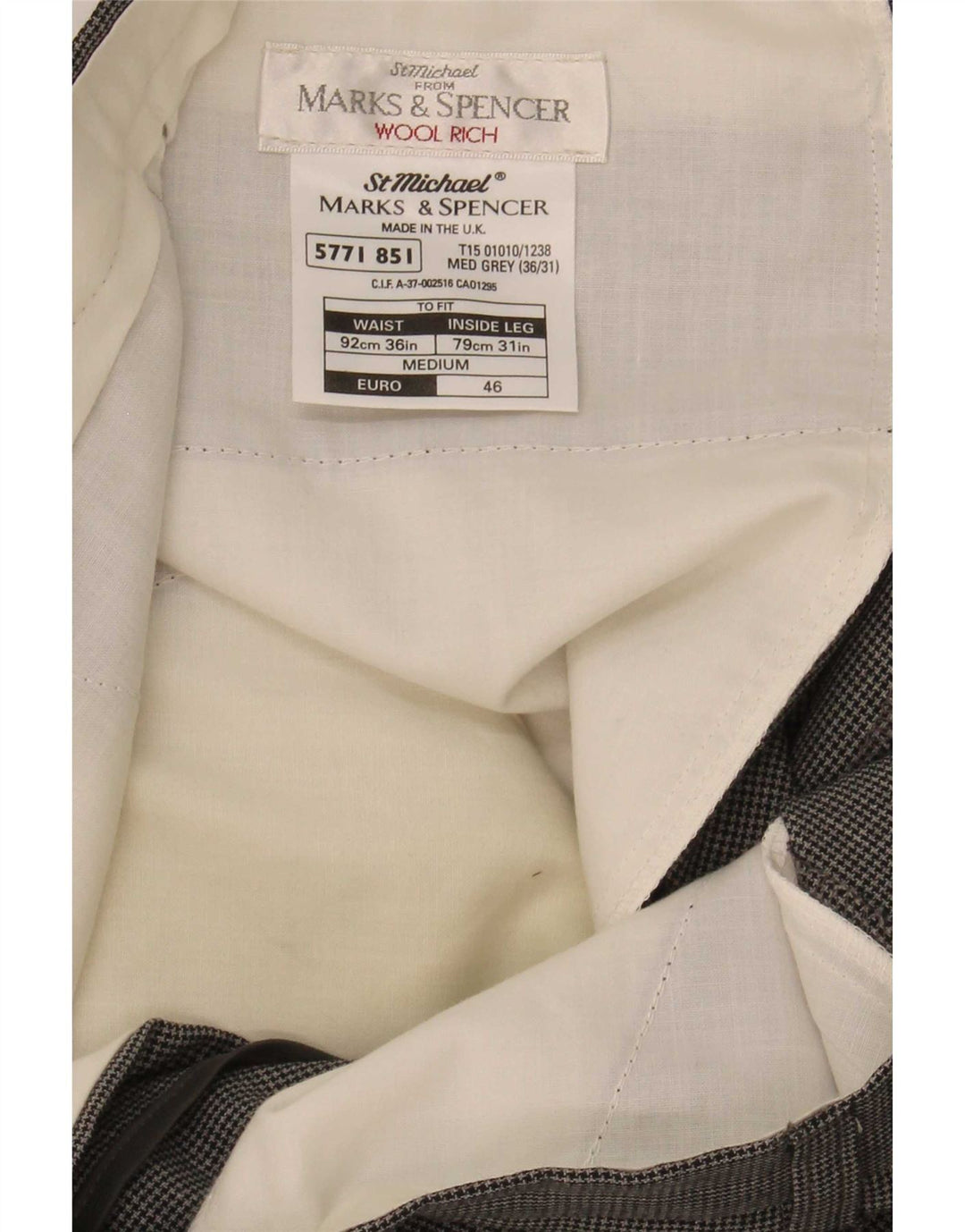 Marks & Spencer Herre St. Michael Suit Bukser W36 L31 Grå Houndstooth