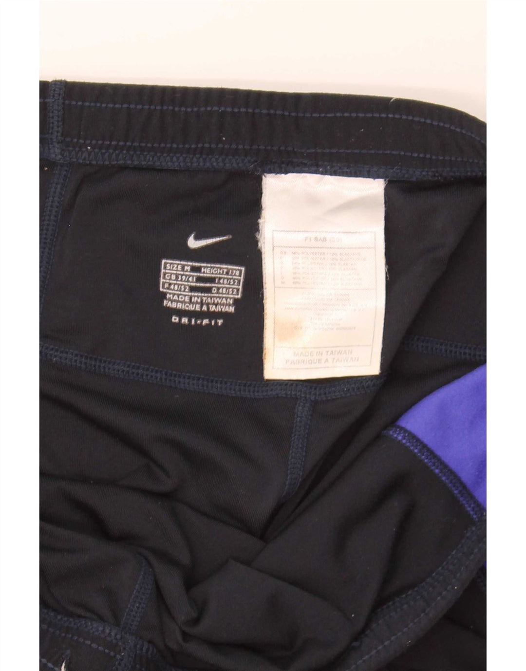 Nike Herre Dri Fit Leggings UK 38/40 Medium Black Colourblock Polyester