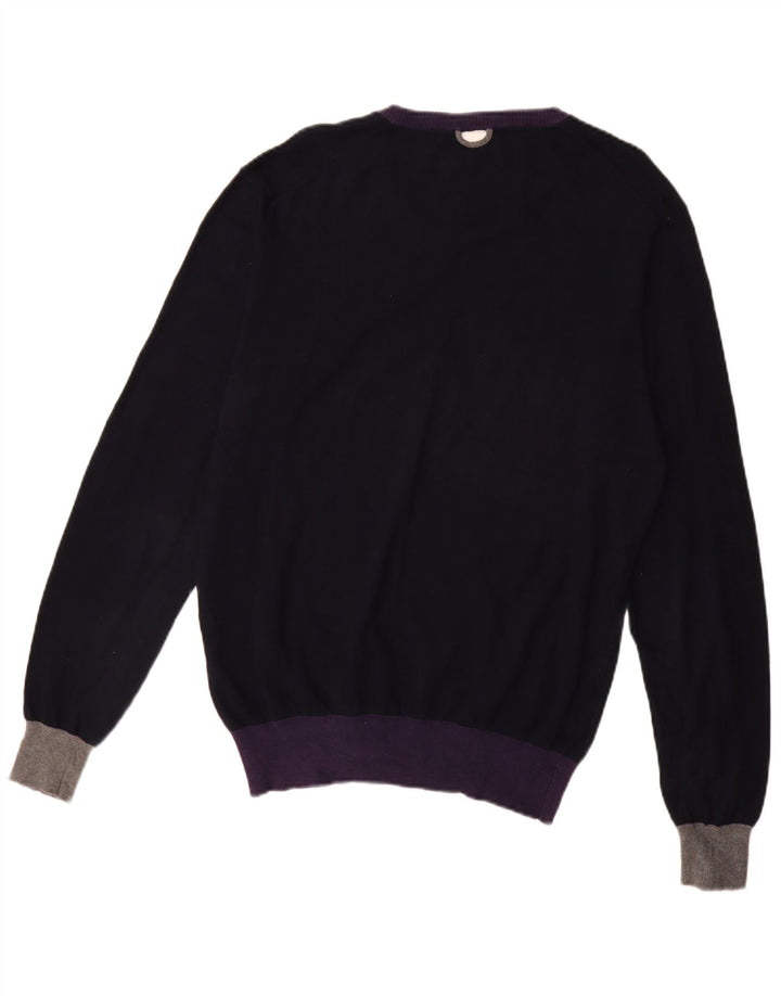 Fred Mello Herre V-hals sweater Stor Marineblå Colourblock Bomuld