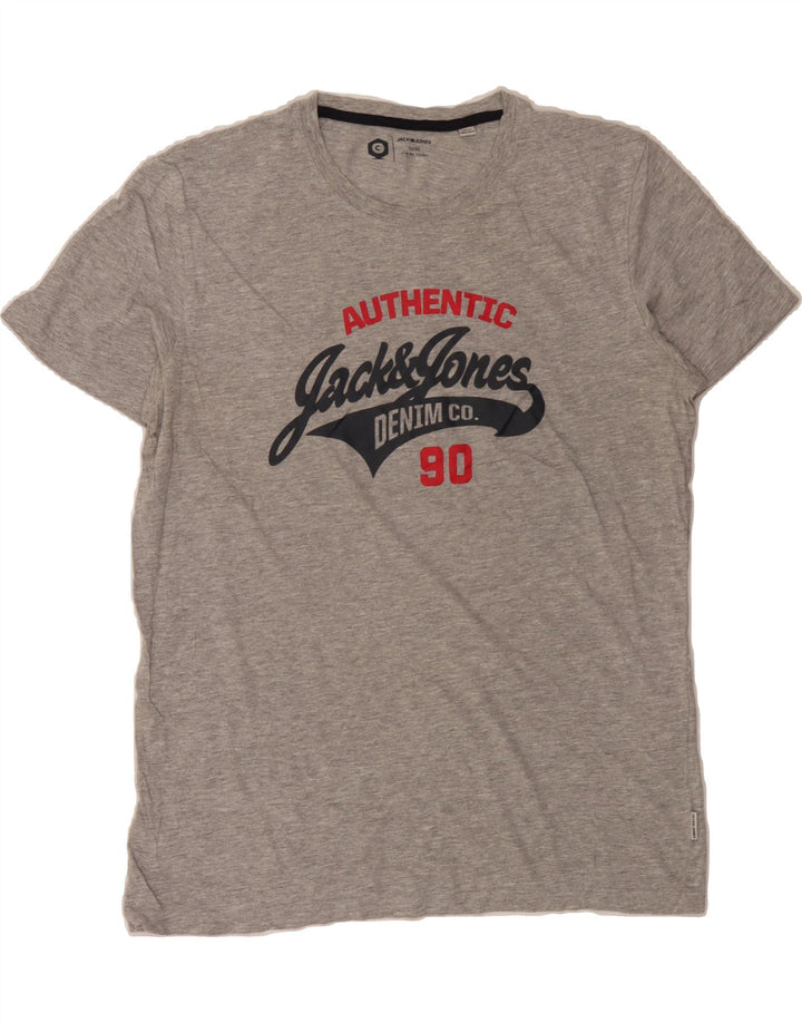 JACK & JONES Mens Graphic T-Shirt Top Large Grey Flecked Cotton Vintage Jack & Jones and Second-Hand Jack & Jones from Messina Hembry 