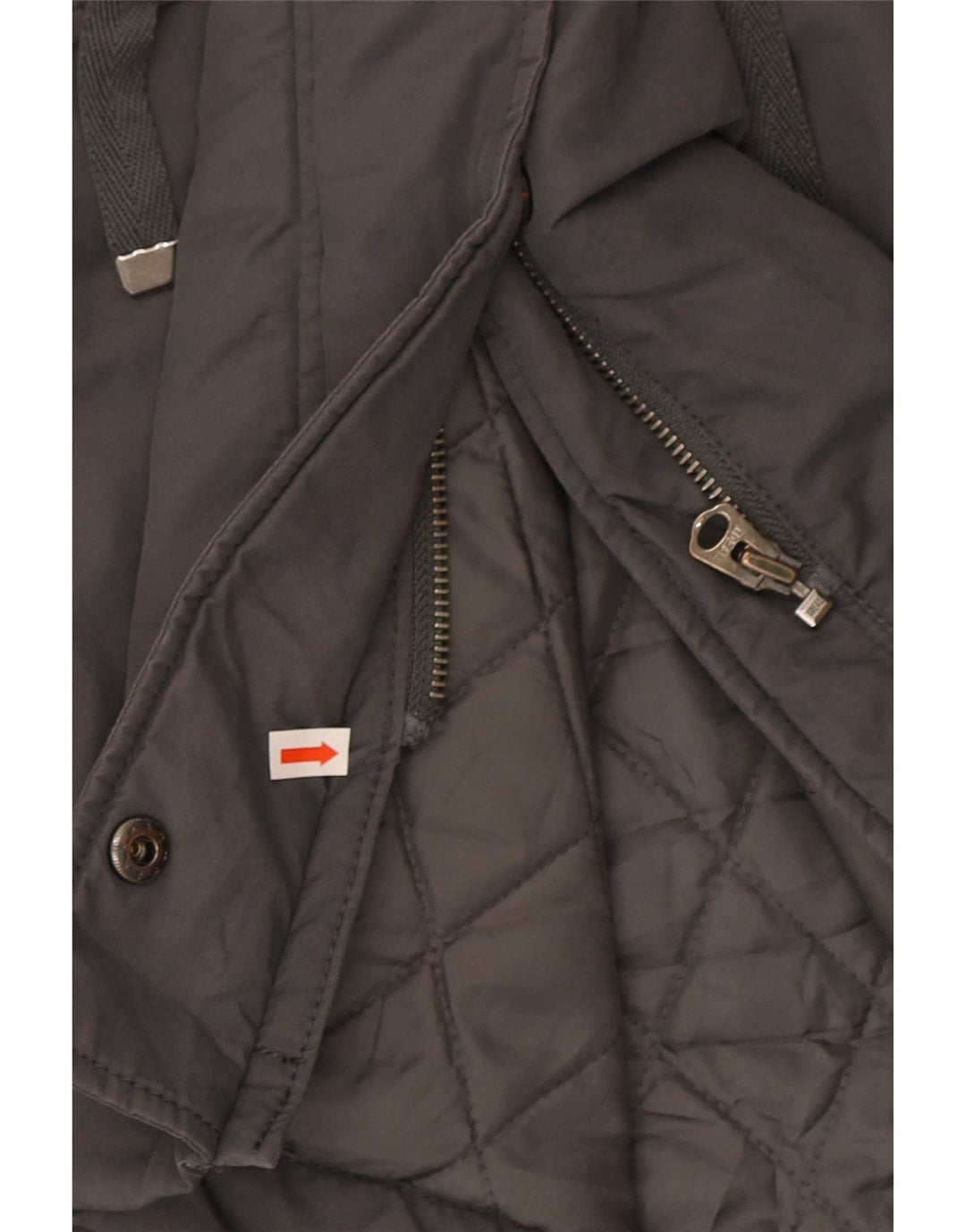 Benetton Dame Hooded Parka Jacket UK 40 Stor Grå Bomuld