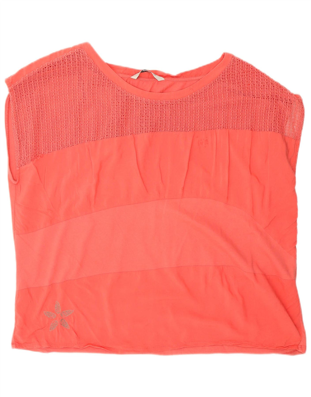 Desigual Dame Bluse Top UK 20 2XL Pink Bomuld