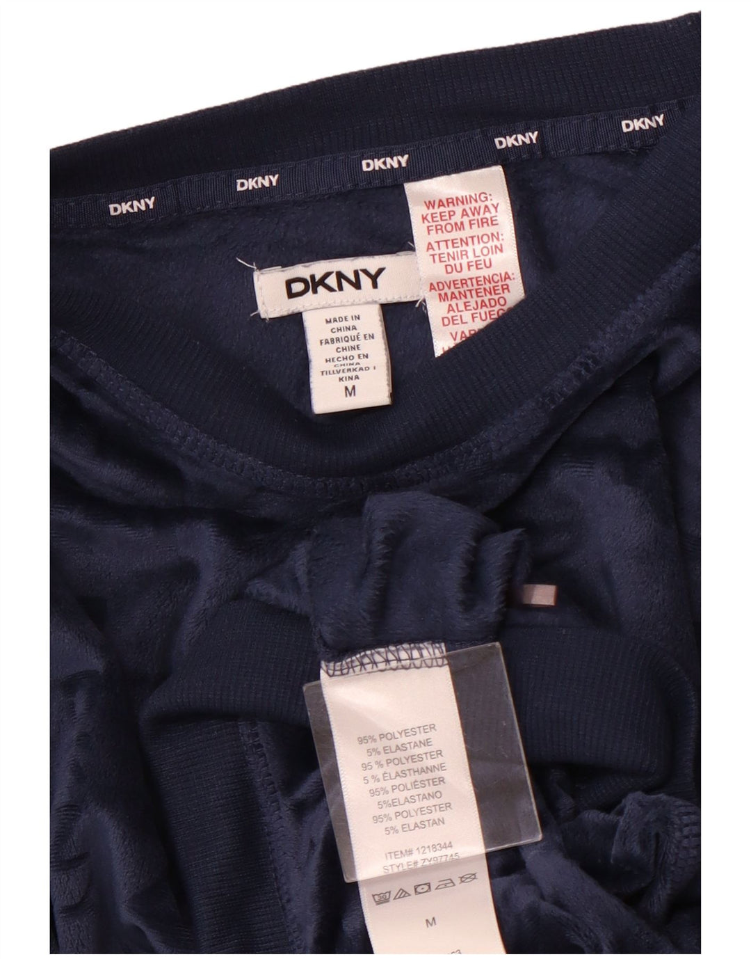 DKNY Dame Grafisk Fleece Jumper UK 14 Medium Navy Blue Polyester
