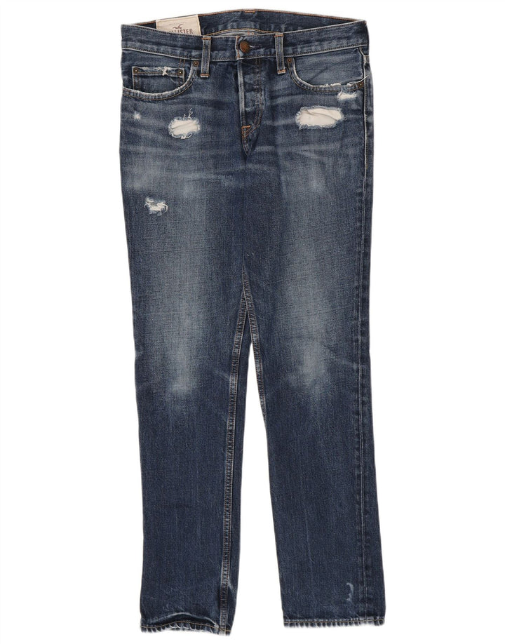HOLLISTER Mens Distressed Slim Jeans W30 L30 Blue Cotton
