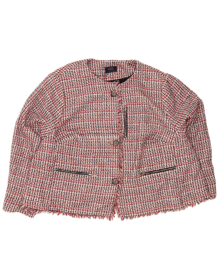Marks & Spencer Dame 3-knaps blazerjakke UK 30 6XL rødternet polyester